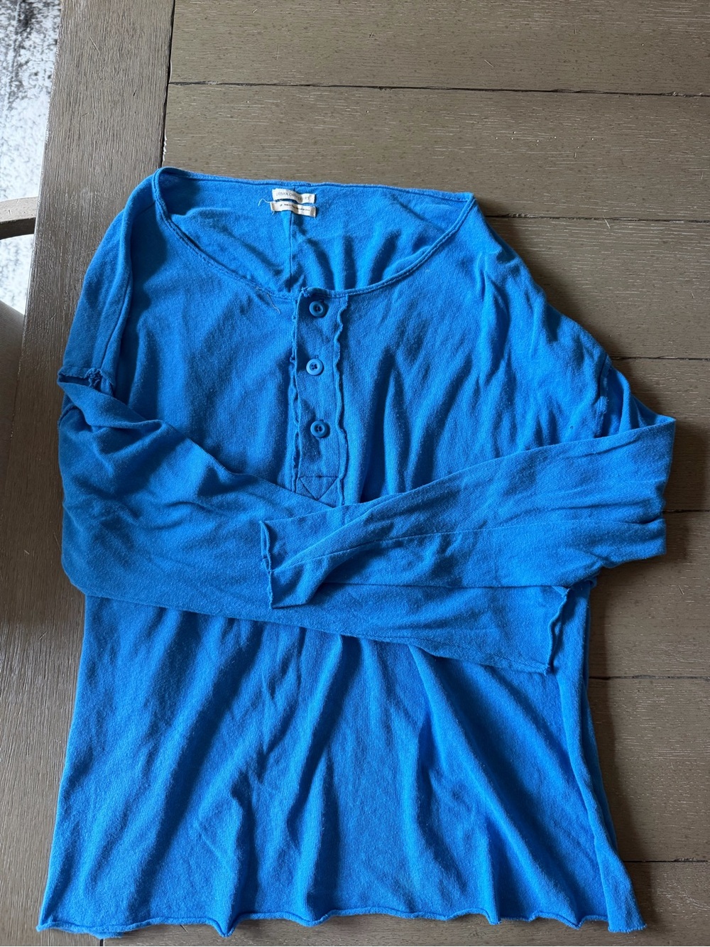 Urban Outfitters Bright Blue Long Sleeve Henley Top